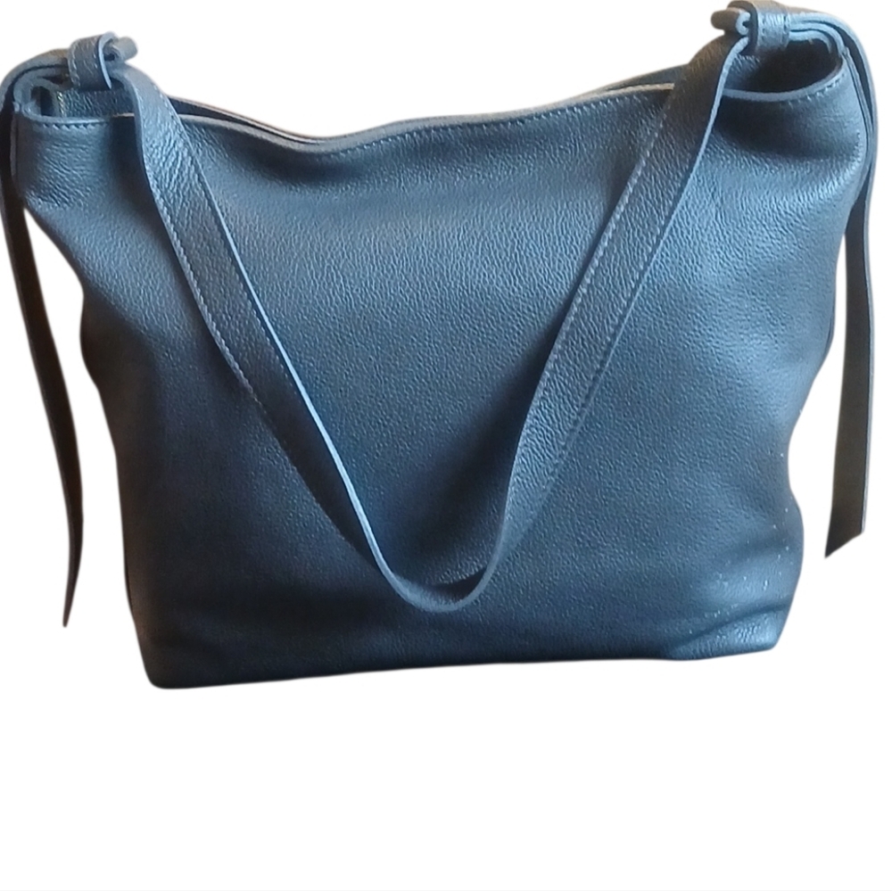 Paolina -Genuine Leather Shoulder Bag, NWT, Gray, 2 Open/1 Large Zippered Pocket - Picture 4 of 14